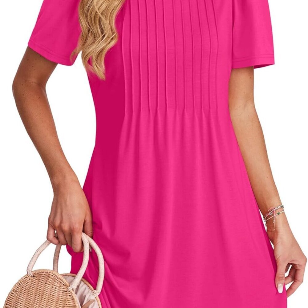 Summer Dress Women Loose Crewneck Casual Sundress Beach Vacation XL - Picture 2 of 5